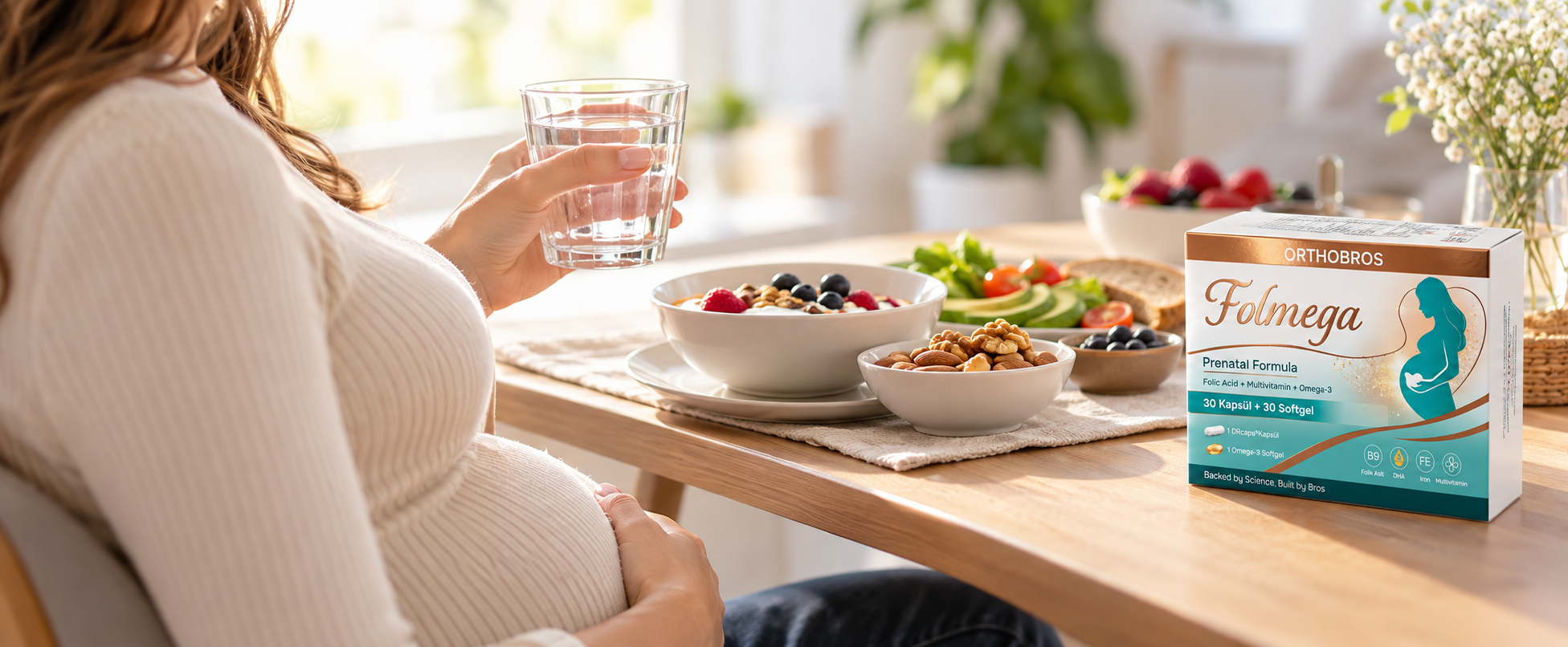 Gebelikte trimesterlere göre vitamin ve mineral ihtiyacı ve Orthobros Folmega