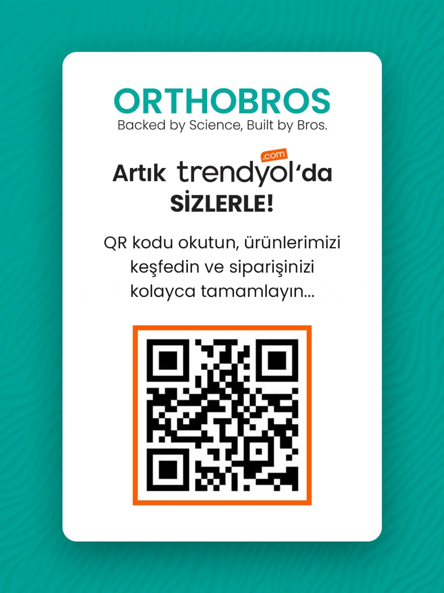 Orthobros artık trendyol'da sizlerle😊✅

QR kodu okutun, ürünlerimizi keşfedin ve siparişinizi kolayca tamamlayın ✨⭐

🌐 orthobros.com.tr
📞 Sipariş & Bilgi: 0549 155 41 41

#trendyol #gıdatakviyesi #saglikliyasam #magnezyum #günlükdestek